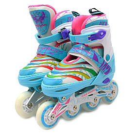 Ролики дитячі SCALE SPORT, бірюзові, розмір 35-38, алюміній, колеса PU (LF907M-M-3)