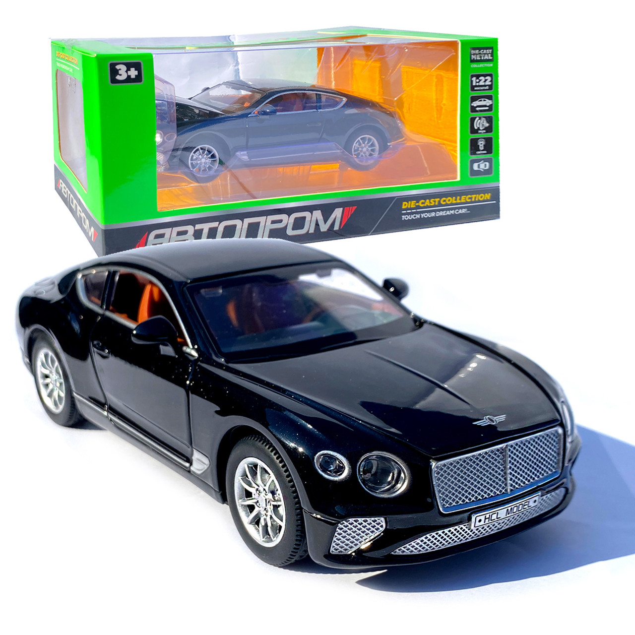Іграшкова машинка металева Bentley (Бентли) «Автопром», чорна, батар., світ, звук, відкр.двері, від 3 р., 20*8*6 (7571), фото 1