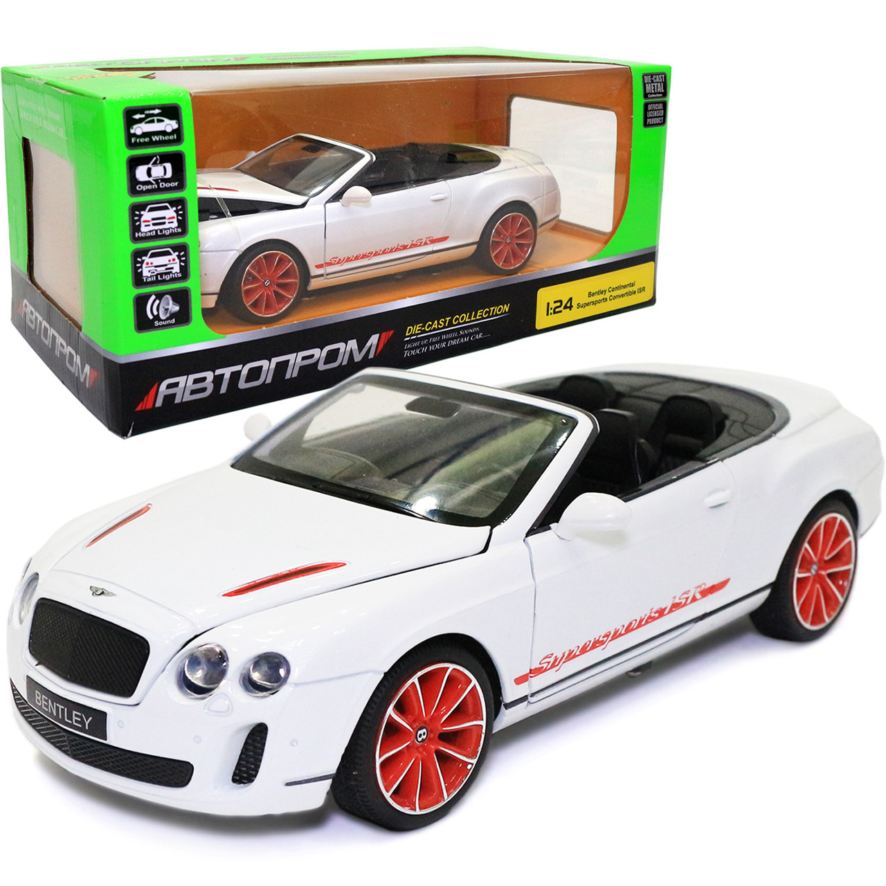 Іграшкова машинка металева Bentley Convertible ISR «Автопром» Бентлі Кабріолет білий 19*7*5 см (68259А), фото 1