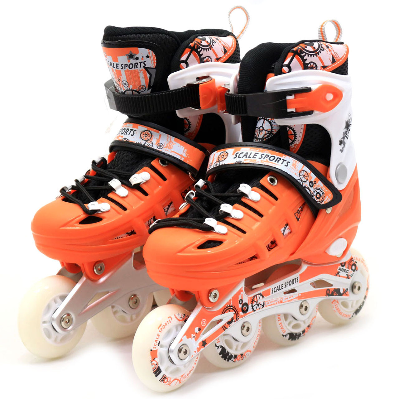 Ролики дитячі Scale Sports помаранчеві, розмір 35-38, метал, що світяться колеса ПУ (LF905M), фото 1