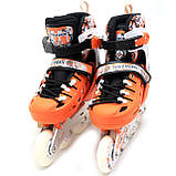 Ролики дитячі Scale Sports помаранчеві, розмір 35-38, метал, що світяться колеса ПУ (LF905M), фото 2