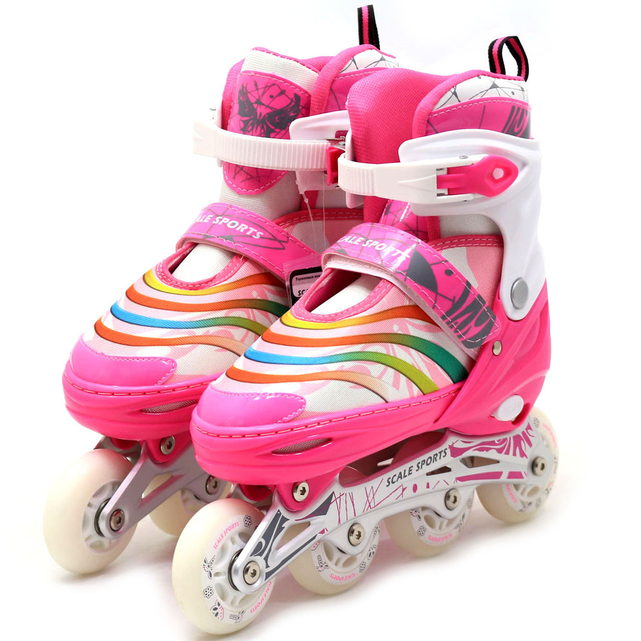 Ролики дитячі Scale Sports рожеві, розмір 39-42, метал, що світяться колеса ПУ LF907ML-2, фото 1