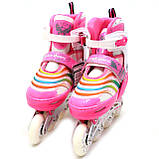Ролики дитячі Scale Sports рожеві, розмір 39-42, метал, що світяться колеса ПУ LF907ML-2, фото 2