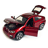 Іграшкова машинка металева BMW X6 АвтоЕксперт БМВ Х6 джип, червоний, звук, світло, інерція, відкр. двері, капот, багажник, 15*6*5, фото 5