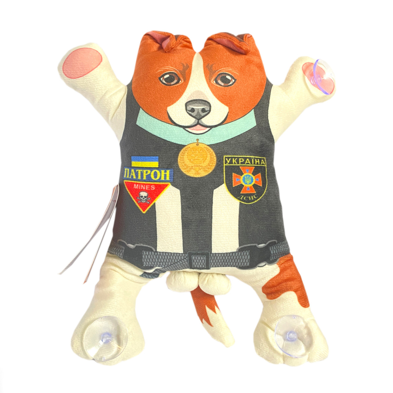 М`яка іграшка собачка Патрон кольоровий на присосках в машину 33*26*9 см (00971-7), фото 1