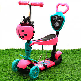 Самокат-беговел Дитячий транспорт 24931 з батьківською ручкою 5в1 (світиться)