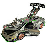 Іграшкова машинка металічна Lamborghini PERTAMAX TURBO (Ламборгіні) АвтоЕксперт, срібна, світло, звук, інерція, відкр двері,, фото 5