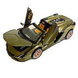 Іграшкова машинка металічна Lamborghini Sian (Ламборгіні Сіан) АвтоЕксперт", хакі, світло, звук, інерція, відкр двері, багажник,, фото 5