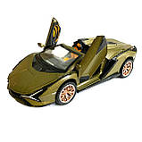 Іграшкова машинка металічна Lamborghini Sian (Ламборгіні Сіан) АвтоЕксперт", хакі, світло, звук, інерція, відкр двері, багажник,, фото 8