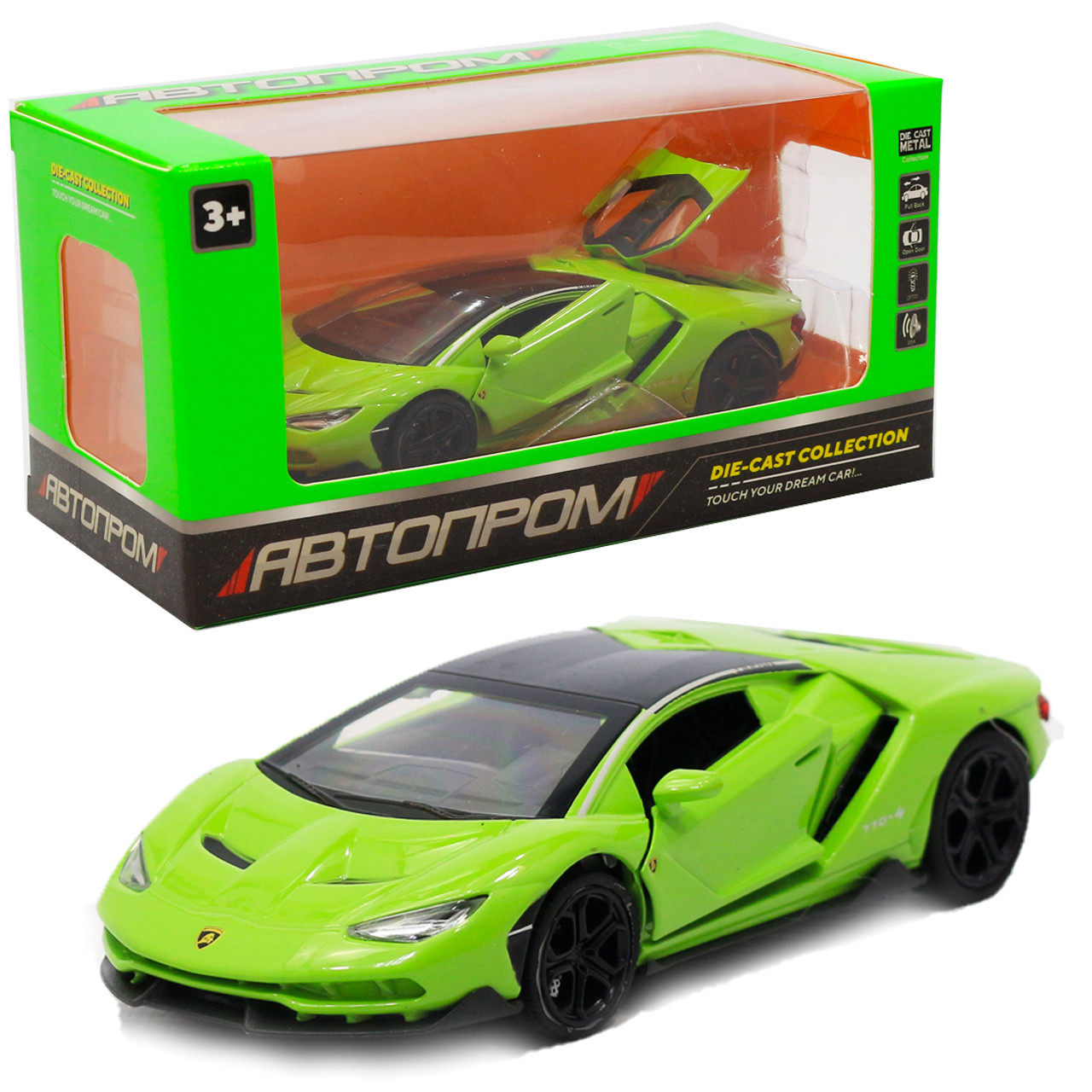 Машинка іграшкова металева Lamborghini «Автопром», салатовий, 14,5х6х3 см, (6602)