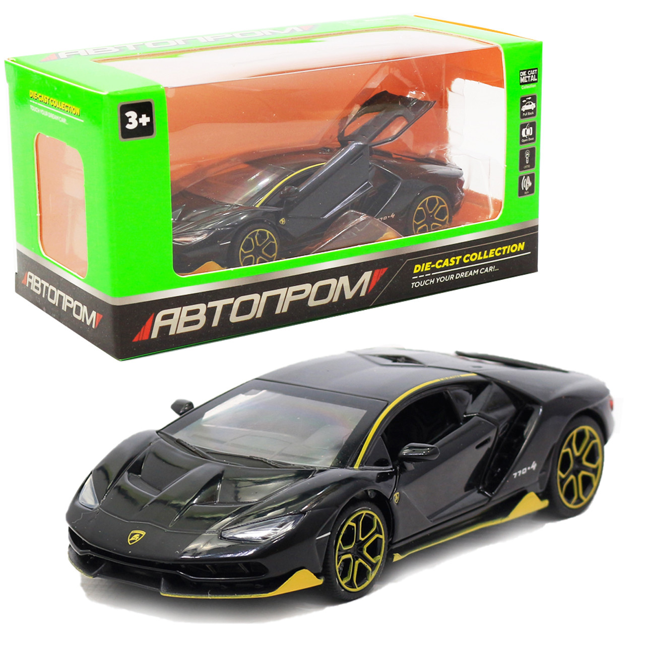 Машинка іграшкова металева Lamborghini «Автопром», чорний, 14,5х6х3 см, (6602)