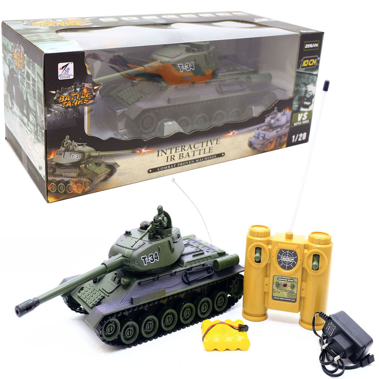 Танк на радіоуправлінні Zegan Т-34 акумулятор (їздить, стріляє, світло, звук), 22 *