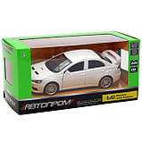 Машинка іграшкова металева Автопром «Mitsubishi Lancer Evolution», 11х4х4 см, біла (4335), фото 3