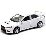 Машинка іграшкова металева Автопром «Mitsubishi Lancer Evolution», 11х4х4 см, біла (4335), фото 4