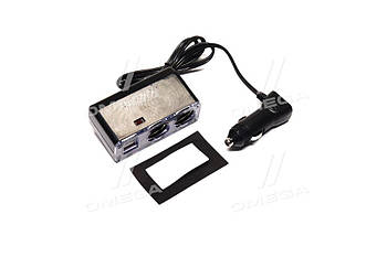 Розгалужувач у прикурювач на два гнізда + 2 USB, 1 А/2,1А Китай 23002270 (skl-dp)
