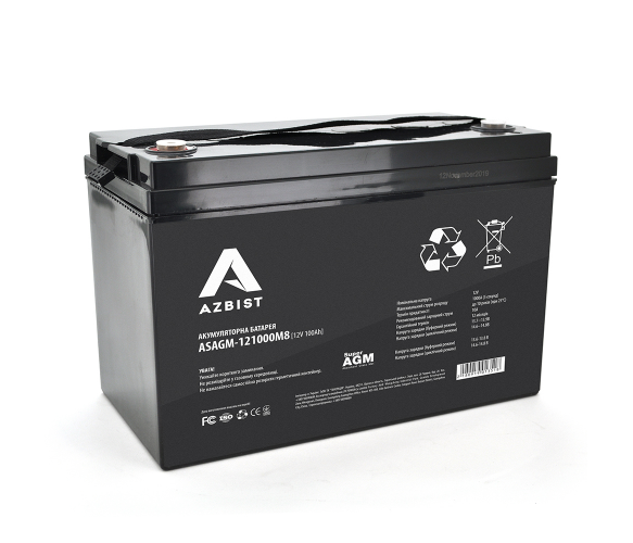 Акумулятор 12V 100.0Ah AZBIST Super AGM ASAGM-121000M8, Black Case, (329x172x215) АКБ свинцево-кислотний