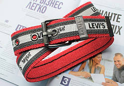 Тканинний ремінь Levis сіро-червоний