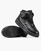 Зимові Чоловічі Кросівки Nike Air Force 1 High Black Winter / Найк Аїр Форс 1 Високі Чорні (Хутро), фото 6