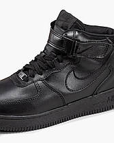 Зимові Чоловічі Кросівки Nike Air Force 1 High Black Winter / Найк Аїр Форс 1 Високі Чорні (Хутро), фото 5