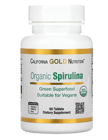 Органічна спіруліна (Organic spirulina) California Gold Nutriion 500 мг 60 таблеток, фото 1