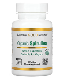 Органічна спіруліна (Organic spirulina) California Gold Nutriion 500 мг 60 таблеток