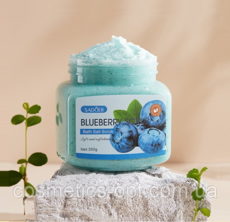 Поживний скраб для тіла з екстрактом чорниці Sadoer Bath Salt Blueberru Scrub, 350 g