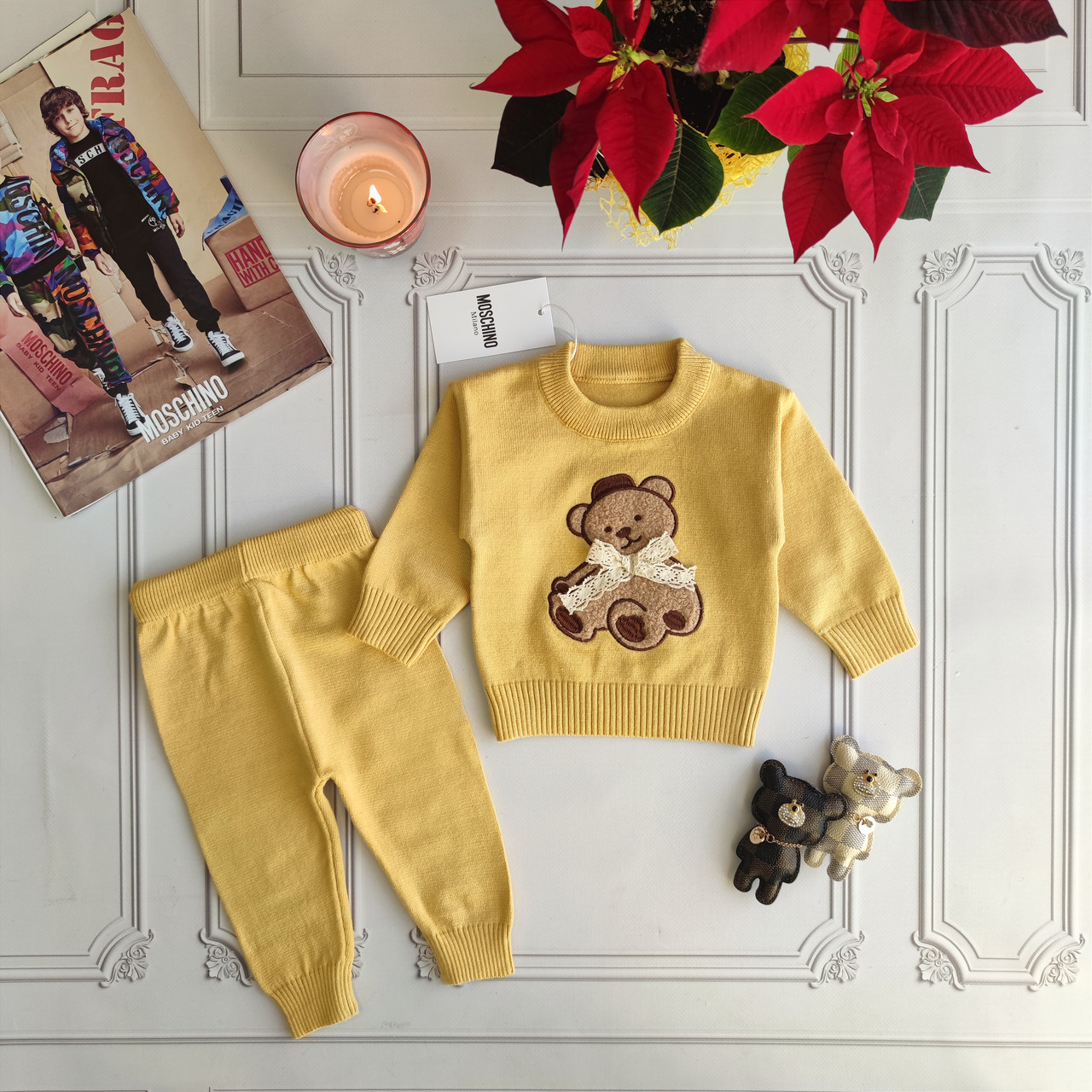 Дитячий теплий в'язаний костюм Moschino для новонароджених