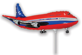 Фольгована міні-куля літак Боїнг червоний (Flexmetal)