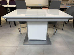 Стіл обідній розкладний БОСТОН + Скло Fusion Furniture, колір сірий + біле скло