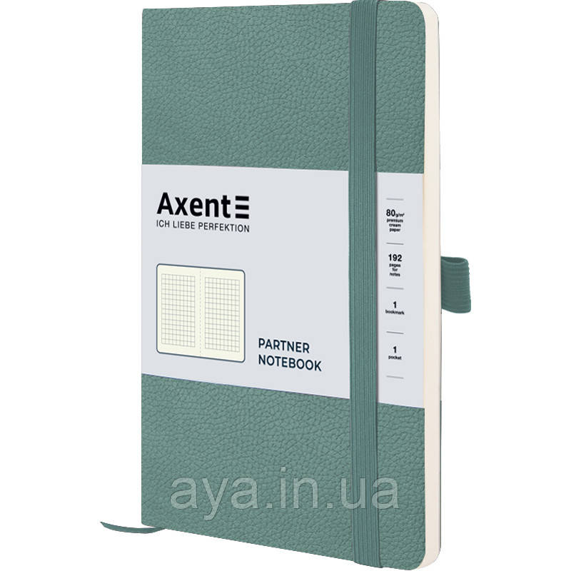 Блокнот Axent Partner Soft Skin (середній, у клітинку, обкл. м' яка, сіро-лазуровий)
