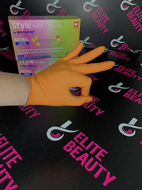 Рукавички нітрилові Style orange S, 100 шт./пач., фото 3