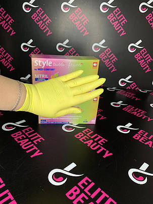 Рукавички нітрилові Style жовті XS, 100 шт./пач., фото 1