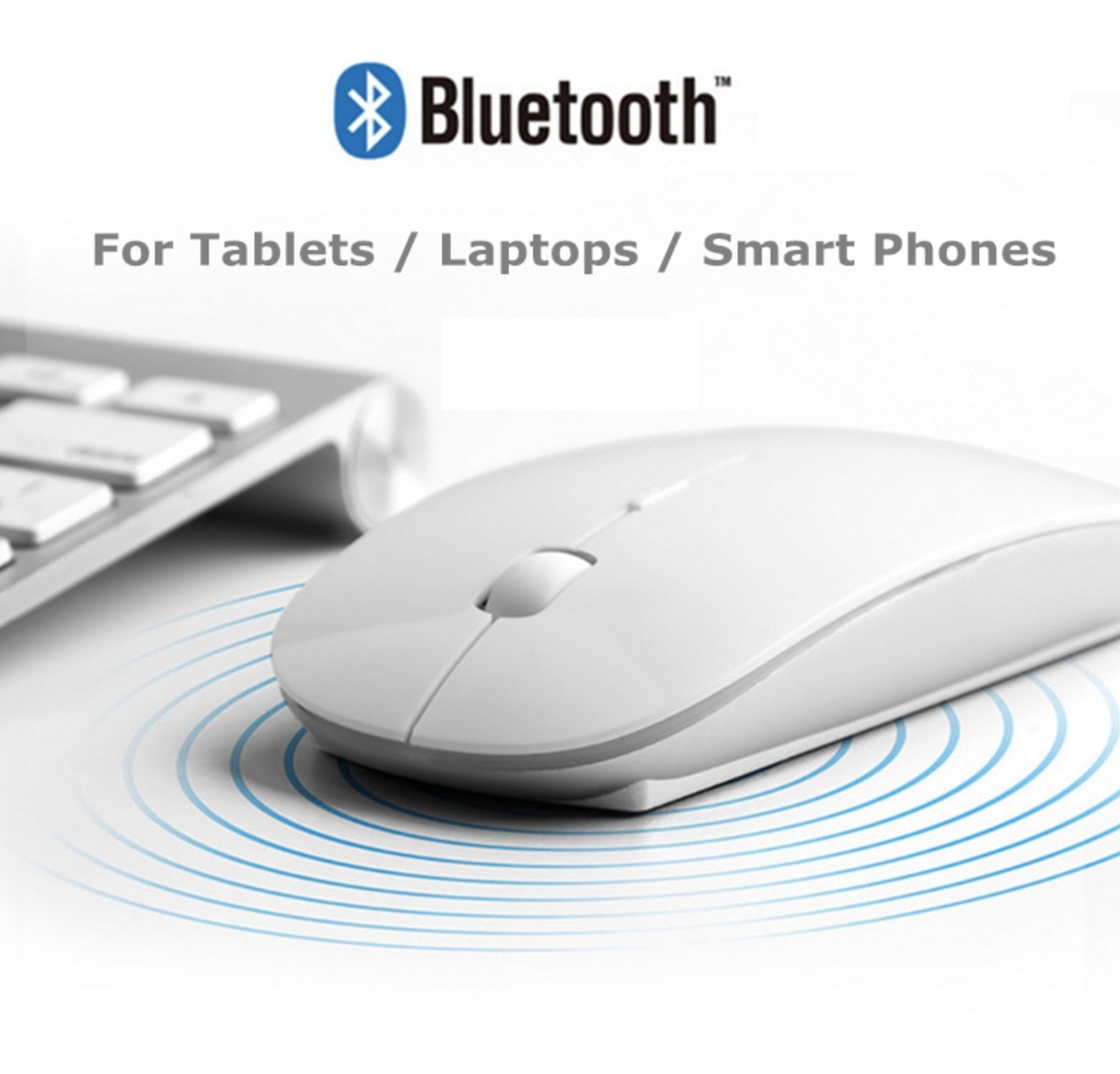 Миша Bluetooth бездротова ультратонка – біла. Комп'ютер / ноутбук / планшет / смартфон / iPad