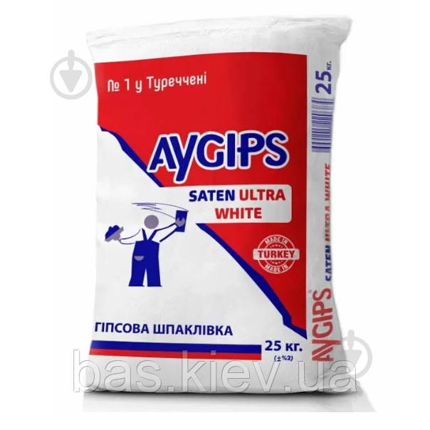 Шпаклівка AyGips гіпсова Saten Ultra White 25кг