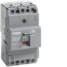 Автоматичний вимикач x160, 80А, 3п, 18kA, Тфікс./Мфікс, Hager HDA080L