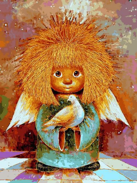 Картина По Номерам Рисование Babylon VK286 Солнечный Ангел с Птичкой ...