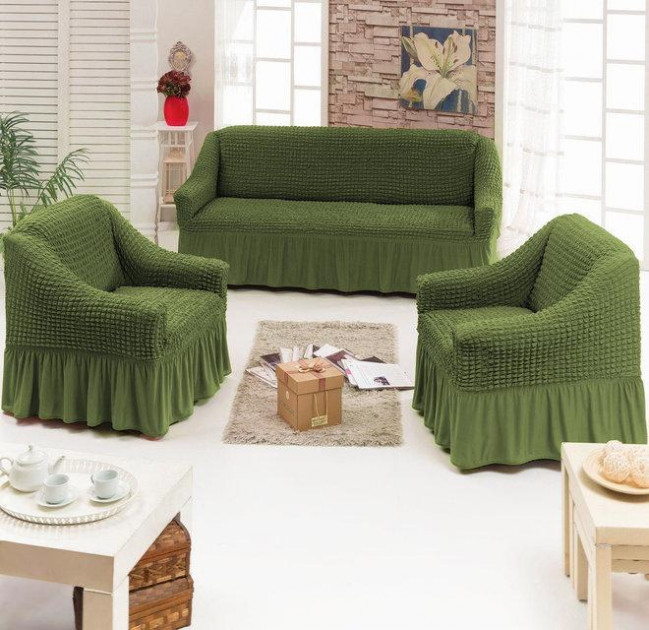 Чехол натяжной диван накидка для мягкой мебели с юбкой съемный какао Home Collection Evibu Турция