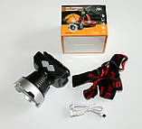 Акумуляторний ліхтарик налобний SQ-820 zoom usb фонарик, фото 2