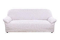 Чехол натяжной на трехместный диван с юбкой Белый Venera Накидка на диван