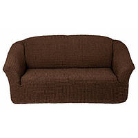 Чехол натяжной на трехместный диван с юбкой Шоколадный Venera Накидка на диван