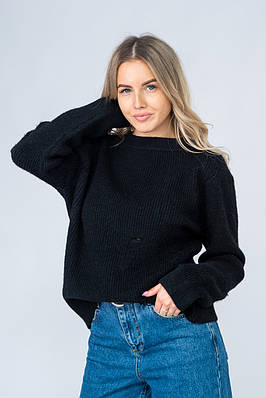 Светр жіночий із рваностями чорний  9702 (2000000091600)