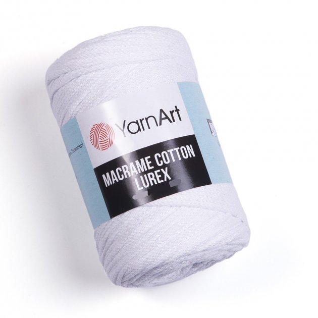 Пряжа для в'язання YarnArt Macrame Ctton lurex. 250 г. 205 м. Колір — білий металік 721