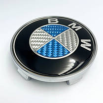 Ковпачки (заглушки) в литі диски BMW (БМВ) 68 мм Синий Карбон (Справжнє вуглецеве волокно), фото 5