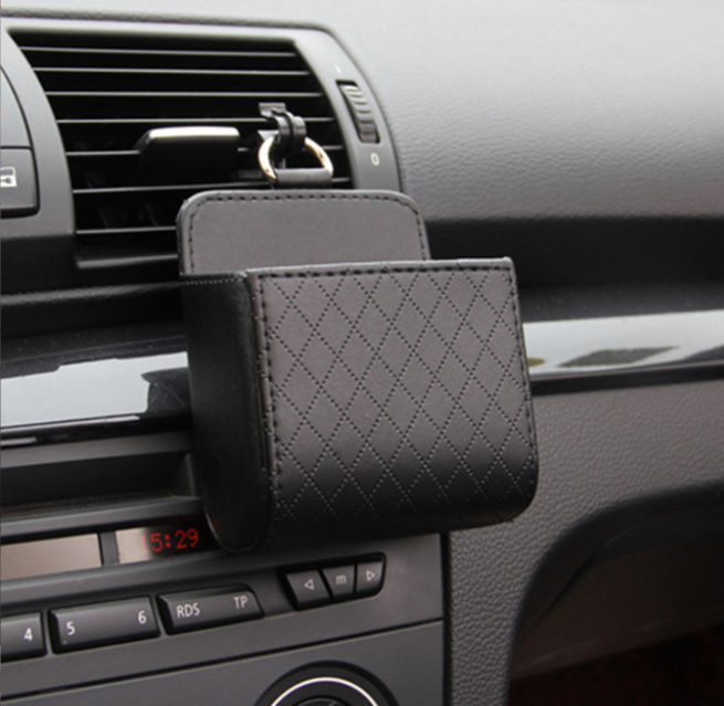 Шкіряна кишеня-органайзер для телефону в автомобіль, навісний органайзер для телефону (чорний)