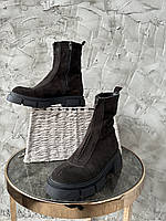Жіночі зимові шкіряні черевики із замші чорні MAGZA Туреччина 36р.