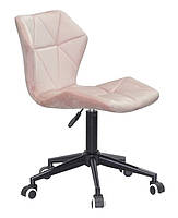 Стілець Torino BK Modern Office велюр рожевий 1021 на чорній хрестовині з коліщатками, фото 4