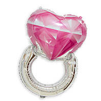 Фольгированный фигурный шар "Кольцо с розовым бриллиантом" Размер:80см*54см.