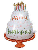 Фольгированный фигурный шар "Торт Happy Birthday". Размер: 102см*72см.