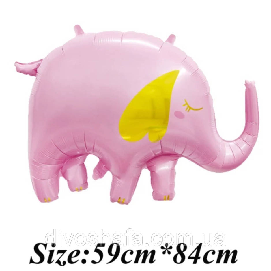 Фольгована фігурна куля "Слон Рожевий".  Розмір: 59см*84см.