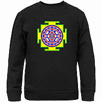 Світшот чорний з оригінальним принтом "Янтра. Yantra. Шрі Янтра. Шрі-Янтра" Push IT